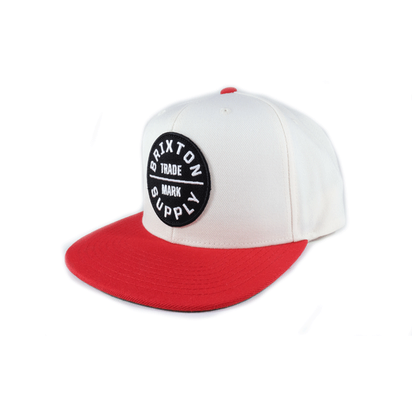 Brixton - Men's Oath 3 Snapback Hat - Off White/Red SALE