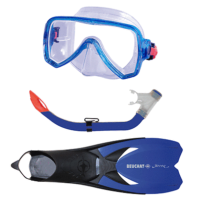 Beuchat Jetta Explorer Mask, Snorkel & Fins Set Junior Blue UK 13 - 2.5 - Magic Toast