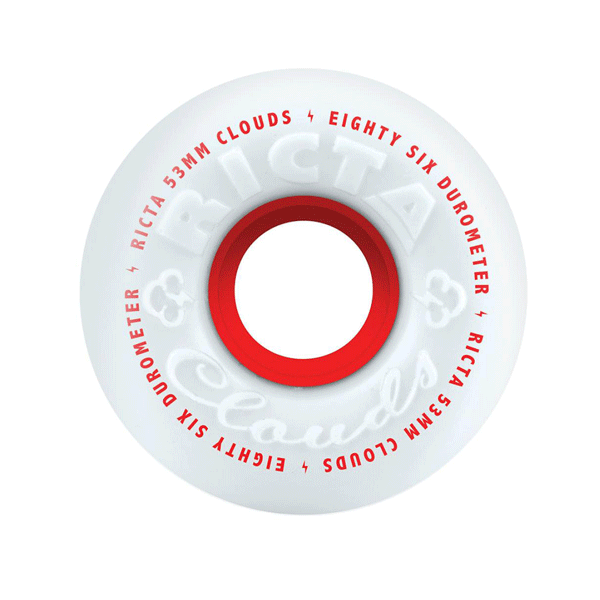 Ricta - Clouds Skateboard Wheels White/Red - 53mm 86a - Magic Toast
