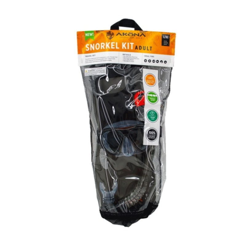 Akona - Adult Snorkel/Mask/Fins Kit - Titanium