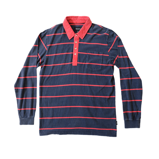 Brixton - Belgrade L/S Polo Knit - Navy/Red SALE