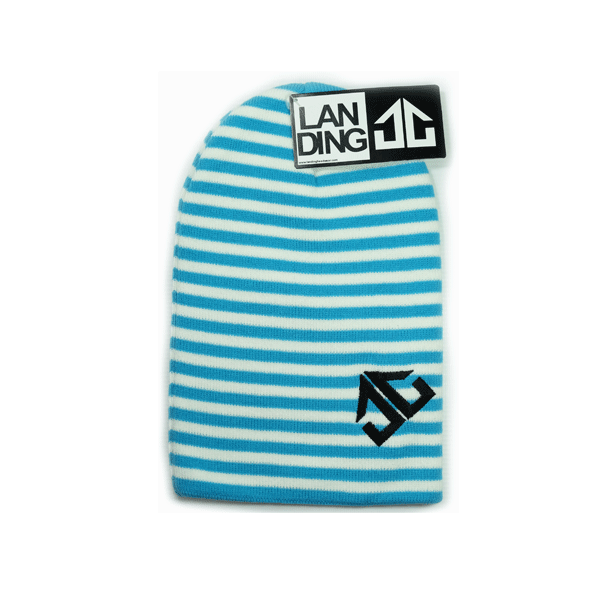 Landing - Double Stripe Beanie - White/Blue SALE