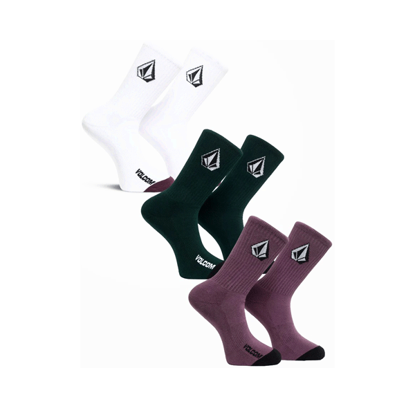 Volcom - Full Stone Crew Sock 3 Pack - Multi Coloured