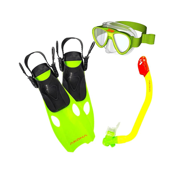 Akona - Junior Snorkel/Mask/Fins Kit - Cool Frog