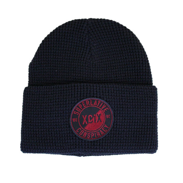 WeSC - Patched Puncho Beanie Hat - Navy Blazer SALE-Magic Toast
