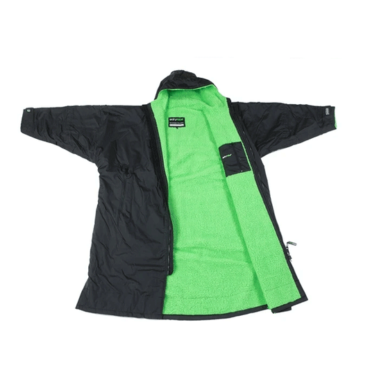 Dryrobe Advance Long Sleeve Changing Poncho - Black/Green - Large