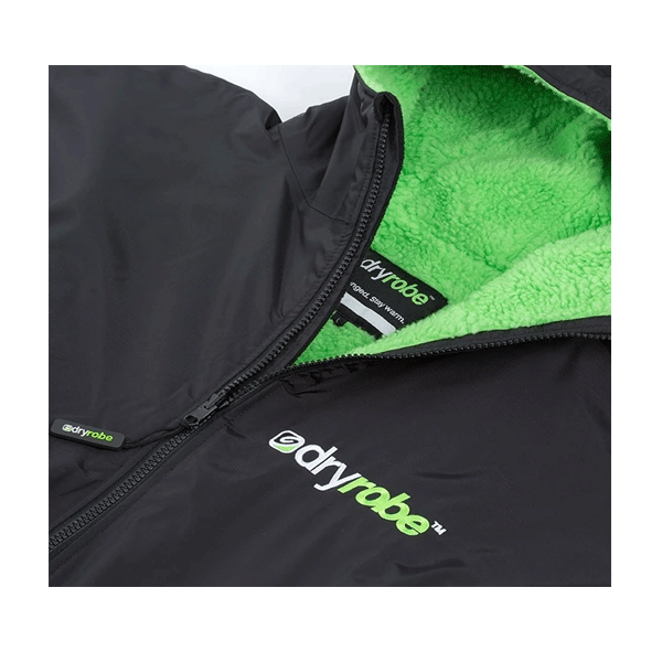 Dryrobe Advance Long Sleeve Changing Poncho - Black/Green - Large