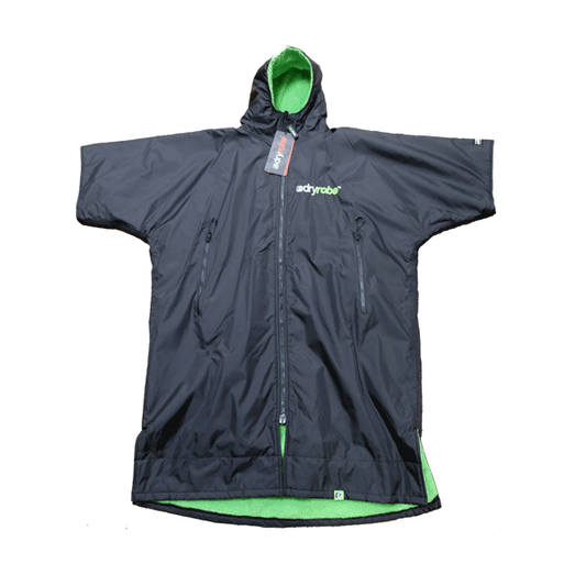 Dryrobe Advance Short Sleeve Changing Poncho - Black/Green - Large