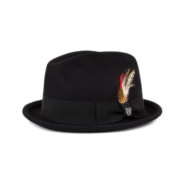 Brixton - Gain Hat Black Felt With Red Feather-Magic Toast