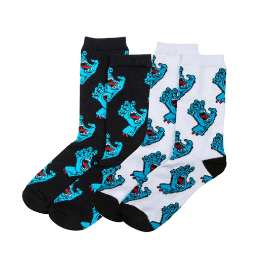 Santa Cruz - Multi Hand Socks 2 Pack - Black/White