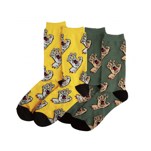 Santa Cruz - Multi Hand Socks 2 Pack - Mango/Vintage Ivy