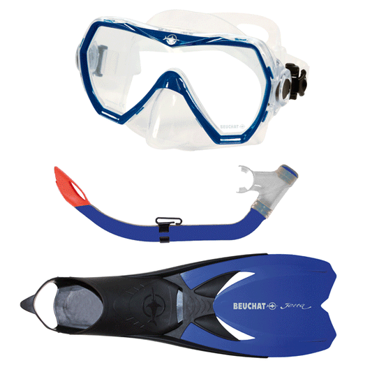 Beuchat Jetta Explorer Set Adult Mask, Purge Snorkel & Fins Set UK 9.5 - 12 - Magic Toast