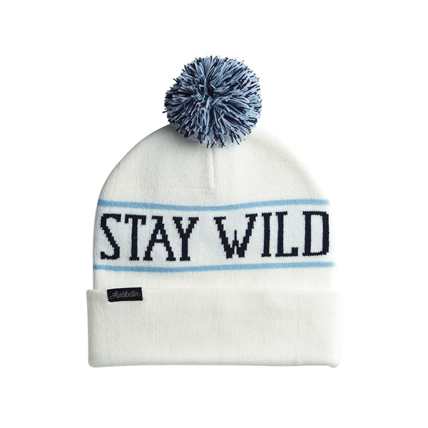 Airblaster - Stay Wild Pom Snowboard Beanie - White - NEW FOR 2020 - Magic Toast