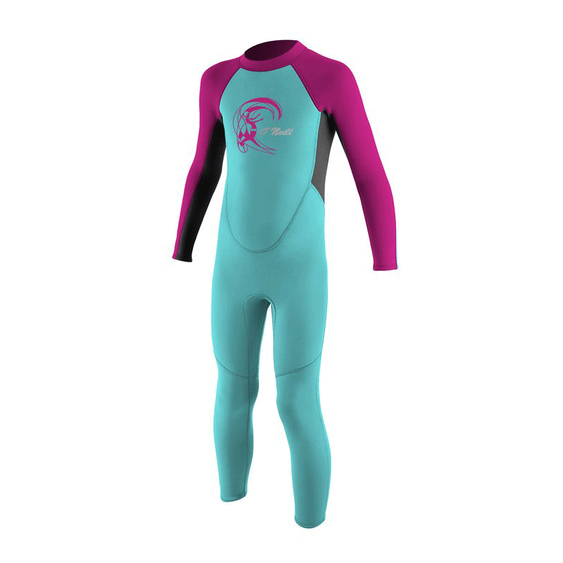 O'neill - Toddler Reactor Girls Full Wetsuit - Light Aqua/Graphite/Berry