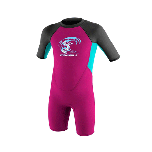 O'neill - Toddler Reactor Girls 2mm Spring Shorty Wetsuit - Berry/Light Aqua/Graphite