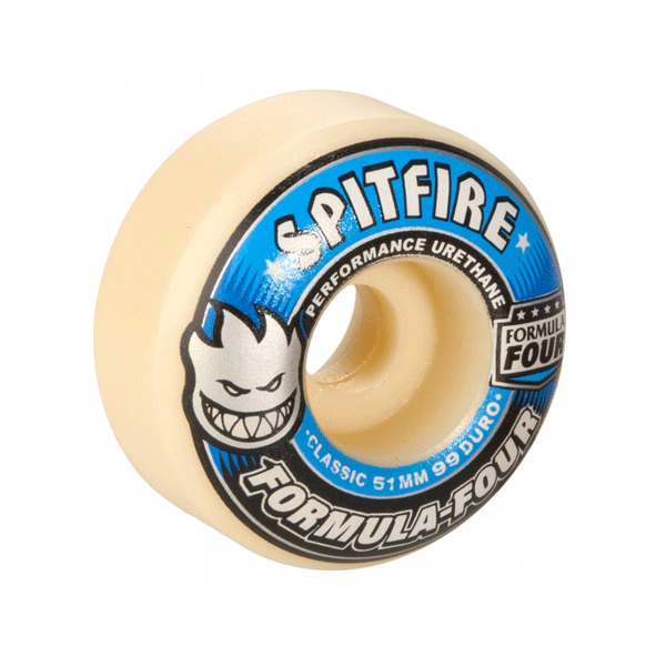 Spitfire - Formula Four Classic 99DU Skateboard Wheels - White - 53mm - Magic Toast