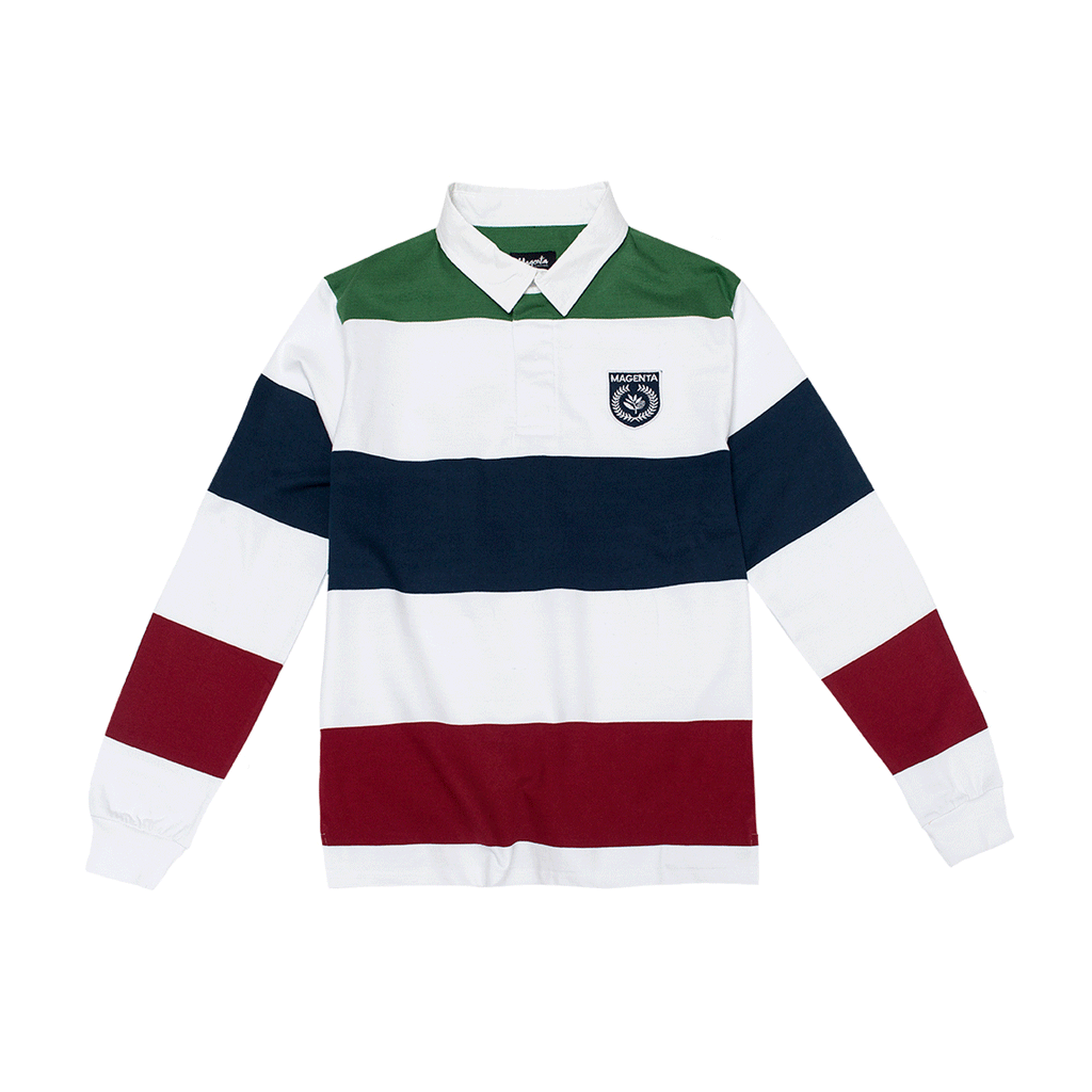 Magenta Skateboards - L/S Rugby Polo T-Shirt - Green/White/Navy SALE - Magic Toast