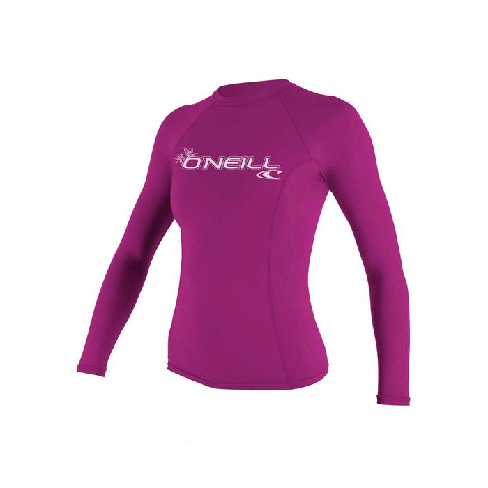 O'Neill - Womens Basic Skins L/S Crew Rash Vest - Fox Pink - Magic Toast